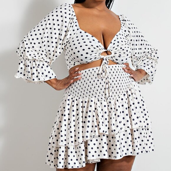 Plus Size Polka Dot Two-Piece Set - Picture 1 of 3